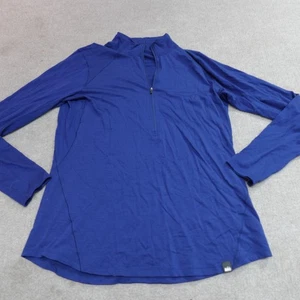 REI Damen Oberteil XL blau 1/4 Zip Pullover 100% Merinowolle - Bild 1 von 11