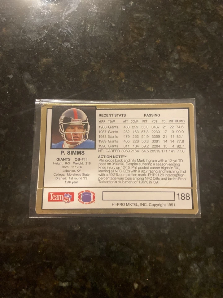 action packed 18kt Phil Simms  1991  - Image 1 of 2