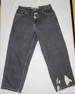 POLAR SKATE CO UOMO JEANS RAGAZZO MEDIO GRANDE NERO SBIANCATO PANTALONI SKATE LARGHI - Foto 1 di 24