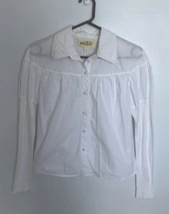 Trelise Cooper White Shirt Size 8 Long Rib Sleeve Collared Blouse Button Up Top - Picture 1 of 6