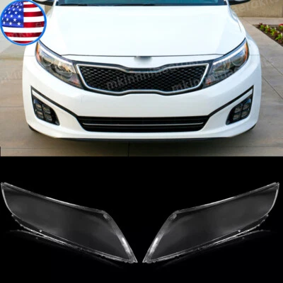 Fit For Kia K5 Optima 2014-2015 Pair Clear Headlight HeadLamp Lens Cover Shell - Image 1 of 4
