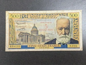 Très beau billet 500 Francs Victor Hugo surchargé 5 Nouveaux Francs 30-10-1958 - Imagen 1 de 2