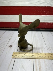 Vintage Mid Century Modern Solid Brass Mouse Big Ears 5.5” MCM Kangaroo Mouse - Picture 1 of 15