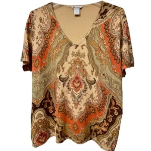Nuevo con etiquetas Suéter Peter Nygard Para Mujer X-LARGE Elástico Multicolor Paisley Mezcla Seda - Imagen 1 de 5