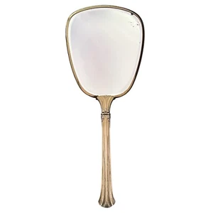 Vintage Art Deco handgehaltener vergoldeter Kosmetikspiegel 13" floral - Bild 1 von 6