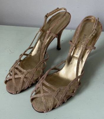 Dolce & Gabbana Rose Leather Pump Toe Strappy Sandals  - Image 1 of 4