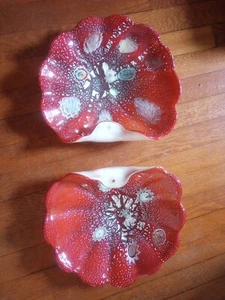 MCM BALBOA Venetian Italian Red Silver Art Glass Handblown Bowl/Ashtray/Dish - Picture 1 of 6
