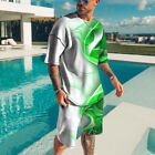 Mens 2-Piece Set Outfit Short Sleeve T Shirts And Shorts Summer Sweatsuit Set