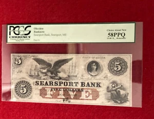 BILLETE OBSOLETO DE 1800 BANCO SEARSPORT, SEARSPORT, ME PCGS 58 PPQ RESTO - Imagen 1 de 2