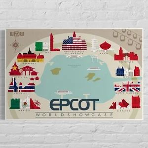 Epcot World Showcase Walt Disney World Poster Art 24x16 - Picture 1 of 3