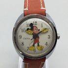 Vtg Timex Electric Disney Mickey Mouse Watch Men Silver Tone 35mm New Battery