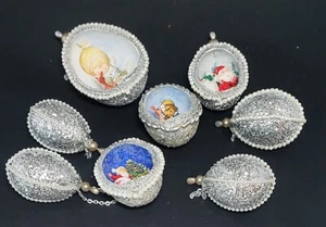 8 adornos de diorama ornamentados hechos a mano 4 forma de huevo Papá Noel ciervo ángel brillo de colección G3 - Imagen 1 de 18