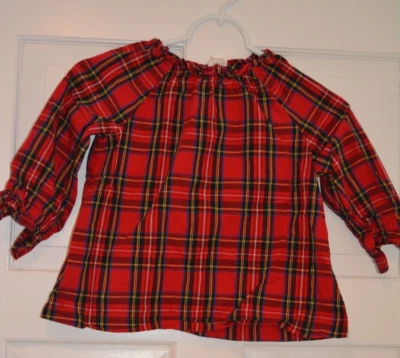 Blusa Camisa Manga Larga a Cuadros Roja Crewcuts Niñas Talla 6-7, ¡Excelente! Foto 1 de 4