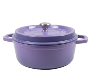 Cast Iron Pot Casserole 4 Layered Premium Enameled Purple Dutch Oven Lid 26cm - Picture 1 of 3