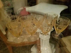 8 Topaz Yellow Fostoria 5098 June Bar Tumblers Shot Glasses - Picture 1 of 5