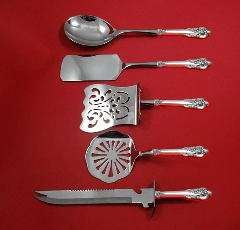 Grande Baroque by Wallace Sterling Silver Brunch Serving Set 5pc HH WS Custom Cover