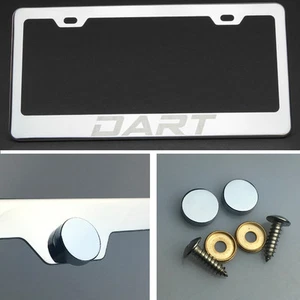 Dart Laser Engraved Polish Stainless Steel License Plate Frame Chrome Screw Cap - Picture 1 of 12