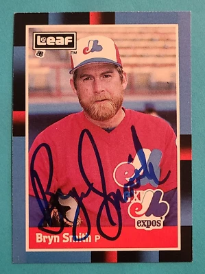 BRYN SMITH Hand Signed 1988 Leaf #129 Montreal Expos Autograph Auto Card Donruss - Image 1 of 3