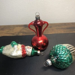 vintage christmas ornaments lot of 3 glass - Picture 1 of 10