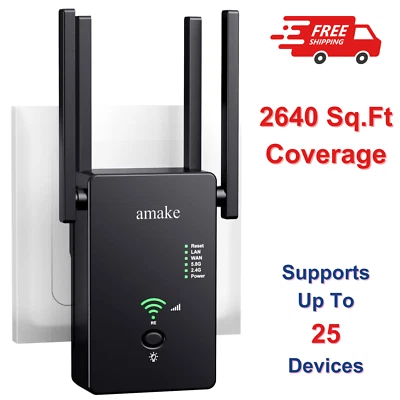 2.4G/5G Doble Banda WiFi Repetidor 1200Mbps WIFI Rango Extensor Wifi Amplificador de Señal Foto 1 de 4