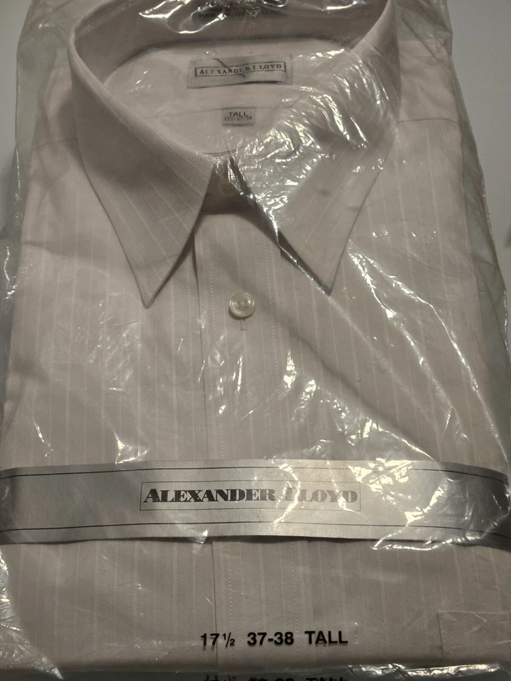 Alexander Lloyd Big and Tall  17 1/2, 37-38 Tall  White Stripe Button-Down Shirt - Image 1 of 4