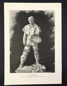 Jules Bastien-LePage from the statue by Rodin original woodcut print 1890 - Picture 1 of 3