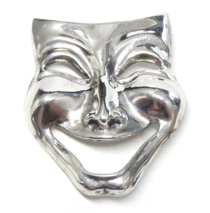 Vintage BEAU Sterlingsilber Brosche Komödie Maske Anstecknadel signiert 1,25" hoch - Bild 1 von 8