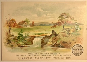 Newark NJ Hidden Objects Clark’s Thread Lithographie Werbung Spiel - Bild 1 von 3