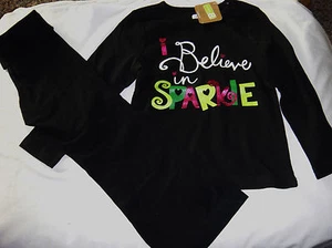 Crazy 8 schwarz I Believe in Sparkle Top & schwarze Hose 1 neu mit Etikett 4 4T  - Bild 1 von 2