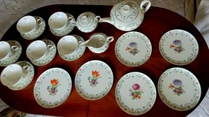 Vintage 21-teilig Teeservice Tirschenreuth Bavaria – Blumendekor Goldrand Antik - Bild 1 von 23