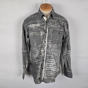Roar Shirt Men's Small Bleached Gray Embordered Wings Conquer Y2K Button Down - Picture 1 of 21