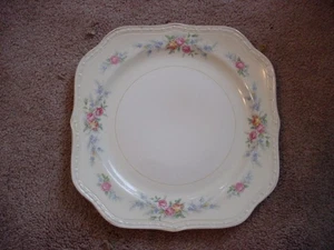 Homer Laughlin eggshell georgian pink flowers square dessert plate - Picture 1 of 3