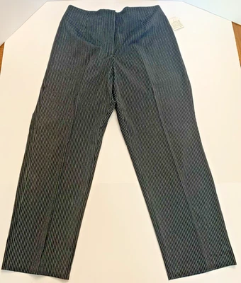 Fashion Bug Casual Button Zip Pin Stripe Pants Womens Size 16 Black and White - Image 1 of 4