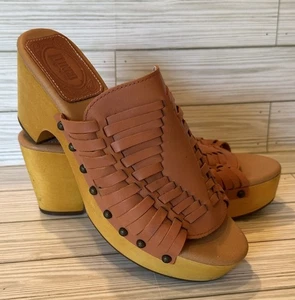 Sandali casual Dingo Dreamweaver borchie tessuto plateau marrone ruggine DI349 taglia 10 - Foto 1 di 13