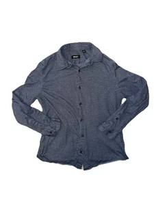 WOMENS DKNY Cotton Linen Chambray SHIRT Top Blouse Sz L - Picture 1 of 3