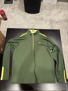 Under Armour Performance 1/4 Zip Pullover Mens XL Golf Green Yellow Black - Picture 1 of 9