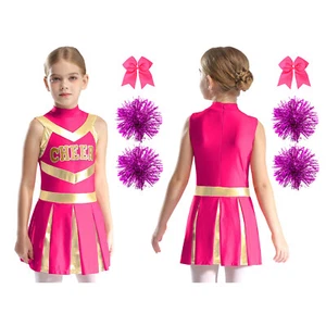 Kids Girls Costume Teen Cheerleading Uniform Soft Outfits Letter Print Dress - Picture 1 of 93