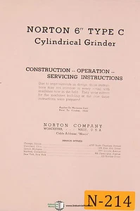 Molinilla cilíndrica Norton 6" C, anterior a 1939, manual de operaciones y servicio - Imagen 1 de 6