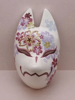 Japanese Traditional Fox Mask Chiyozakura Sakura Full Face Hand Made JP Rare - Image 1 of 4