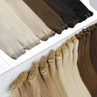12"-28" Weft Hair Extensions Sew In Double Weave Real Human Hair Full Head 200g - Image 1 of 4