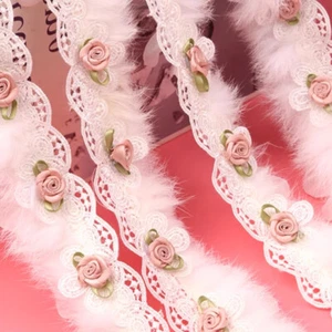 3 Meter Faux Rabbit Fur Lace Trimming DIY Clothes Furry Trim Flower Accessories - Picture 1 of 9
