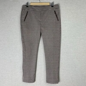 J MCLAUGHLIN Pants Womens 12 Brown Houndstooth Straight Crop Stretch Career - Picture 1 of 11