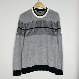 Michael Kors Striped Knit Painterly Charcoal Gray Sweater Men's Size L Large - Picture 1 of 5