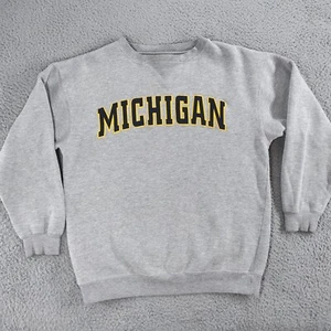Vintage Michigan Wolverines Sweatshirt Mens Medium Gray Logo Spellout Champs Y2K - Picture 1 of 17