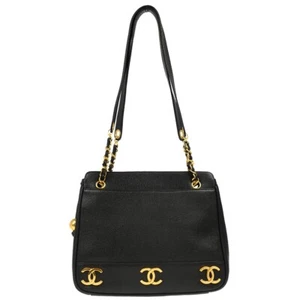 Chanel Black Calfskin Triple CC Shoulder Tote Bag 184873 - Picture 1 of 11