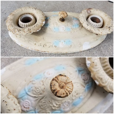 1 Vintage Embossed Metal 12" Double Light Ceiling Flush Mount Lighting Fixture Cover