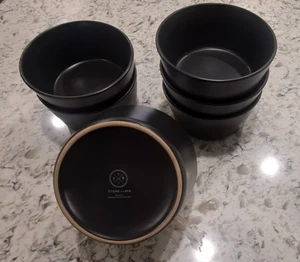 Stone + Lain Celina Matte Black Stoneware 6" SOUP/CEREAL BOWLS - Picture 1 of 4