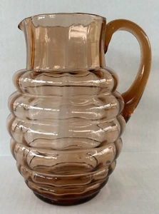 Pink Depression Glass Pitcher Beehive Bubble Shape Optical Panel - Picture 1 of 15