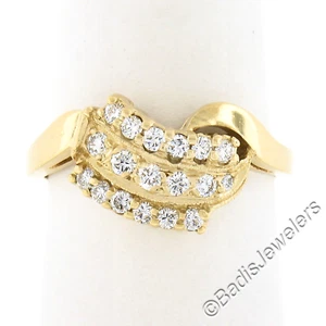 ArtCarved 14K Gold .45ct Round Brilliant Pave Diamond Curved 3 Row Polished Ring - Picture 1 of 8