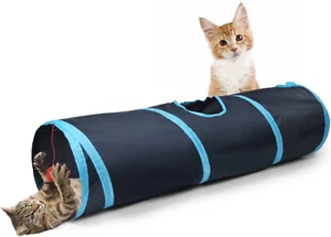 Cat Tunnel, 2-Way Collapsible Play Tunnel, Interactive Toy Maze for Small Animal - Picture 1 of 6
